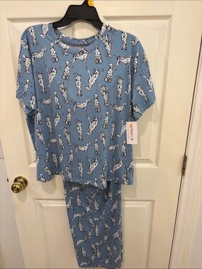 Joyspun Blue Dalmatian Print Pajama Set - Unbranded